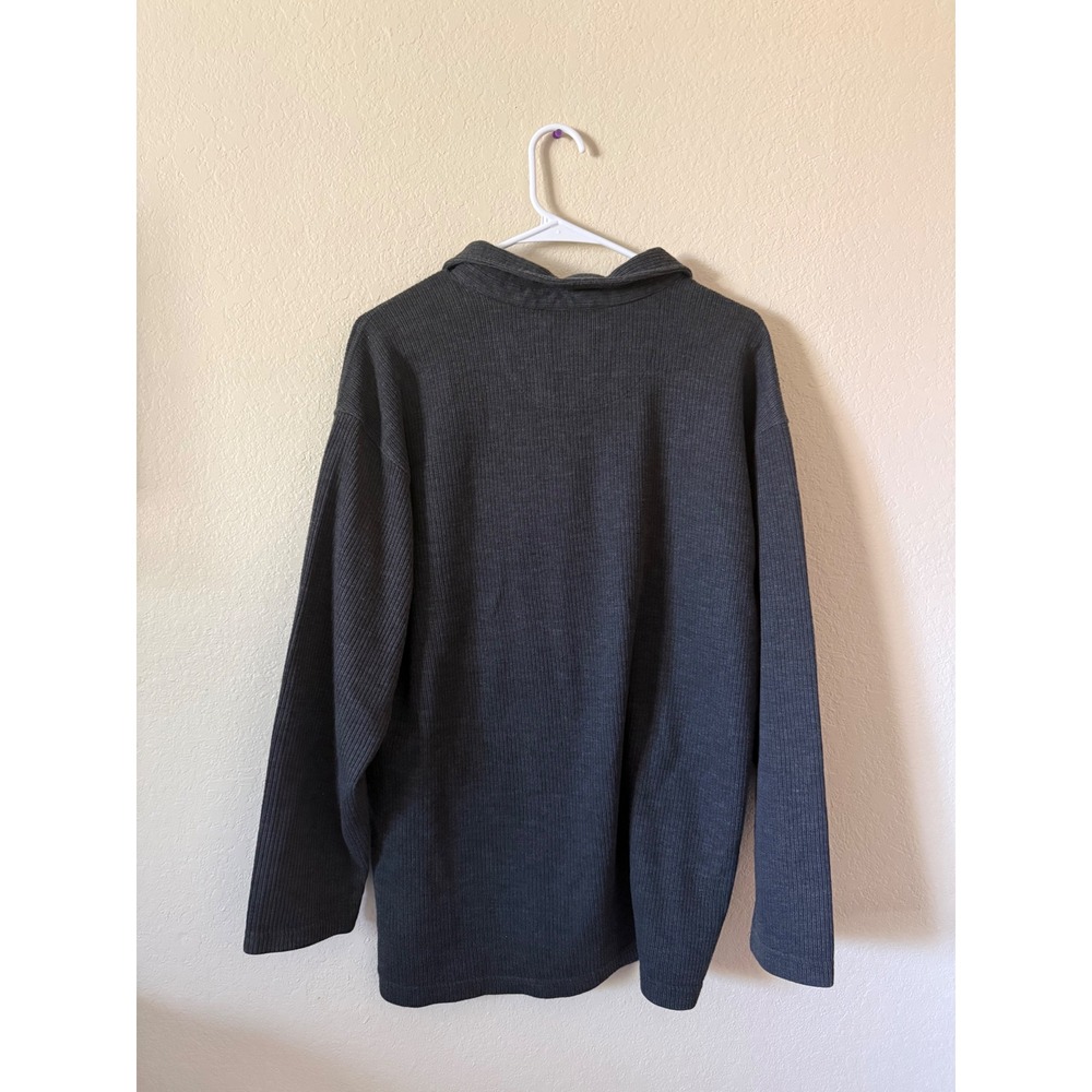 VTG John Ashford Adventure Mens Gray Ribbed Long Sleeve Polo‎ Sweater Knit L - Picture 5 of 5
